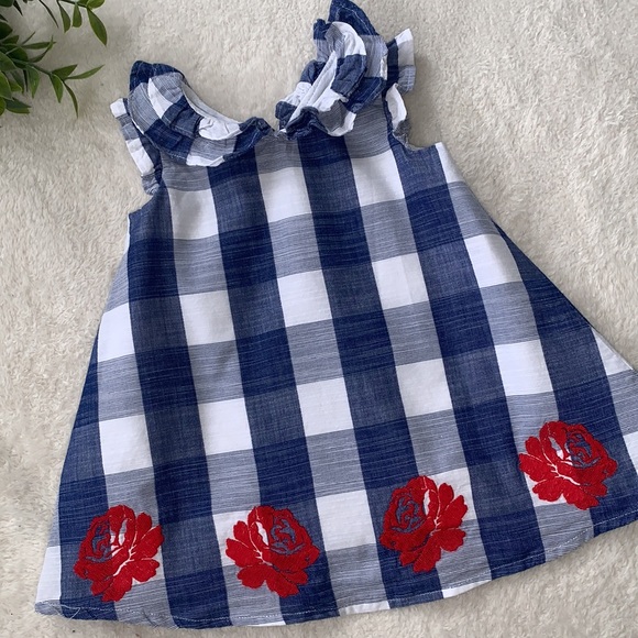 Janie and Jack Cotton Dress 6-12M Blue & White Check EUC - Picture 11 of 11